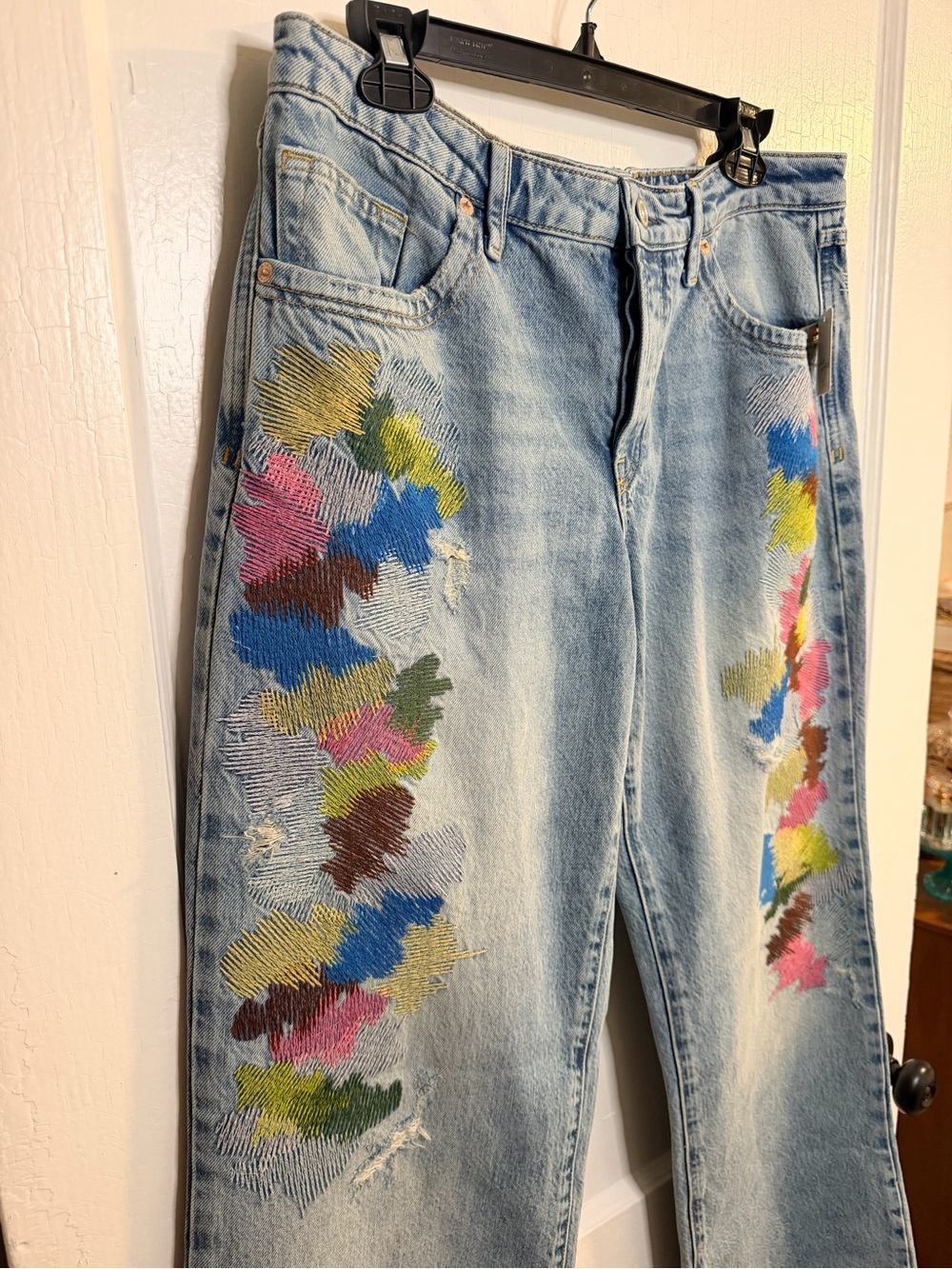 NWT retails 198 we the free embroidered wide leg denim - Picture 6 of 11